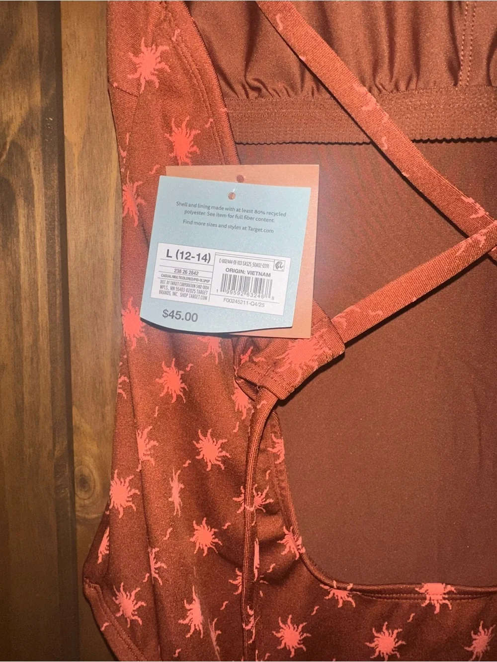 Target Rust Orange Starburst One-Piece Swimsuit - Girls